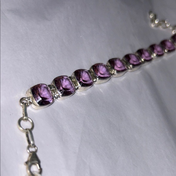 Vintage Purple Amethyst Sterling Silver Bracelet 925 - Picture 3 of 5